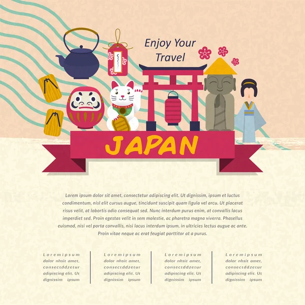 귀여운 일본 여행 포스터 — 스톡 벡터