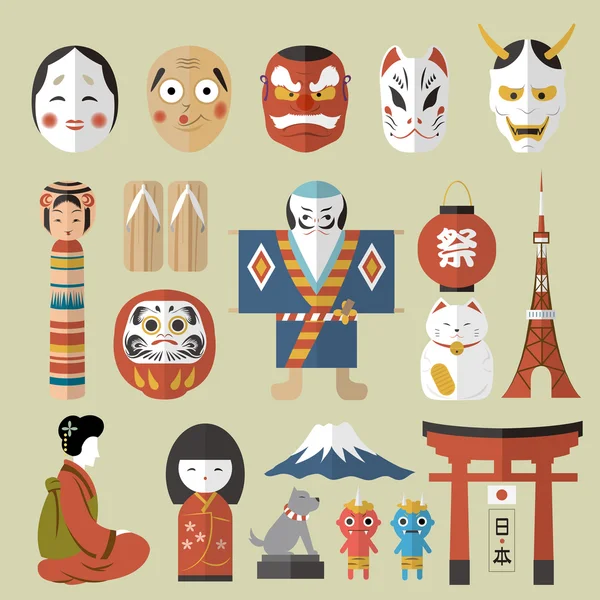 Belle collezioni di viaggi Giappone — Vettoriale Stock