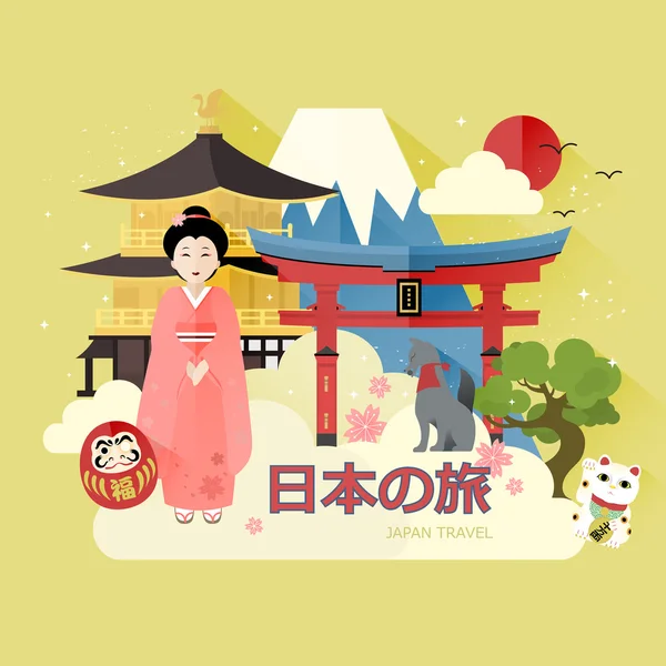 Poster perjalanan Jepang yang menarik - Stok Vektor