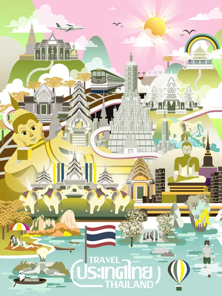 Постер с концепцией путешествия в Таиланд — стоковый вектор