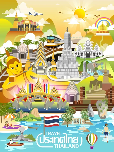 タイ旅行コンセプト ポスター — ストックベクタ