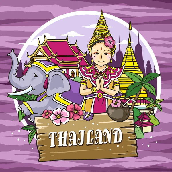 Adorabile Thailandia poster di viaggio — Vettoriale Stock