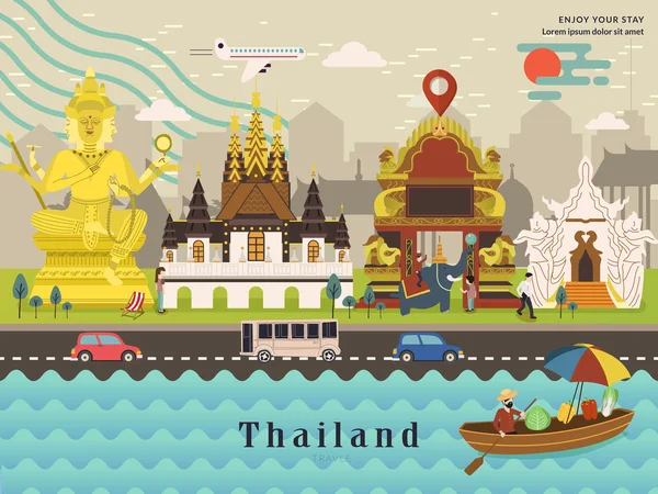 Thailandia poster concetto di viaggio — Vettoriale Stock