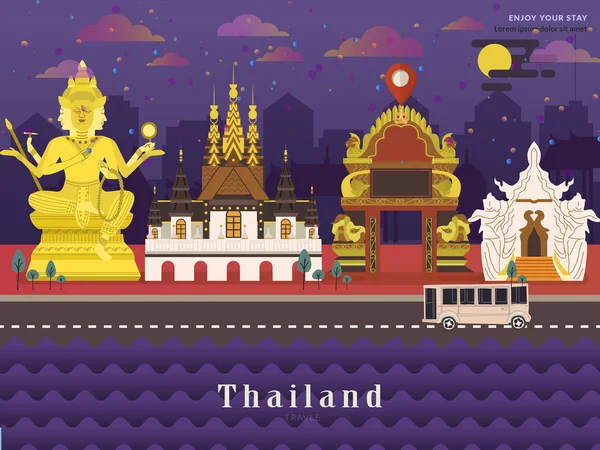 Thailandia poster concetto di viaggio — Vettoriale Stock