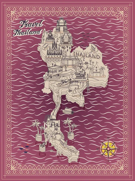 Thaïlande carte de voyage — Image vectorielle