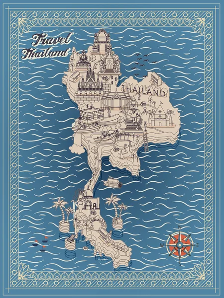 Thaïlande carte de voyage — Image vectorielle