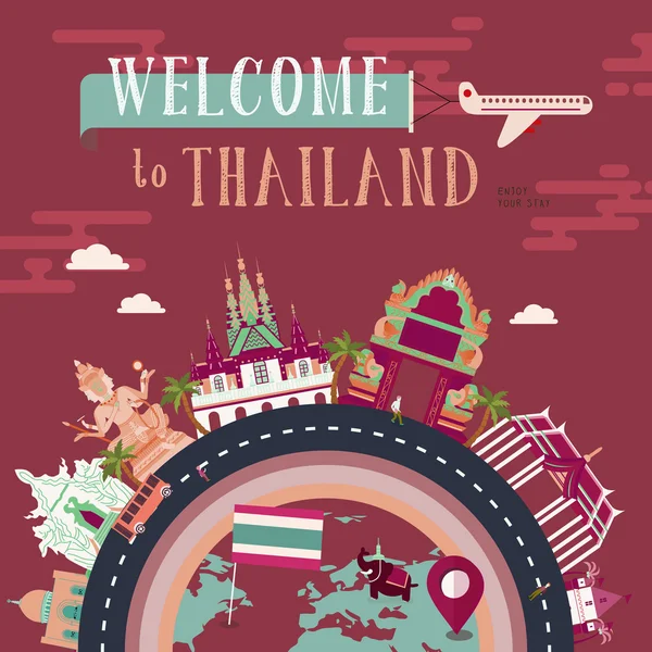 Thailand Reisekonzept Poster — Stockvektor