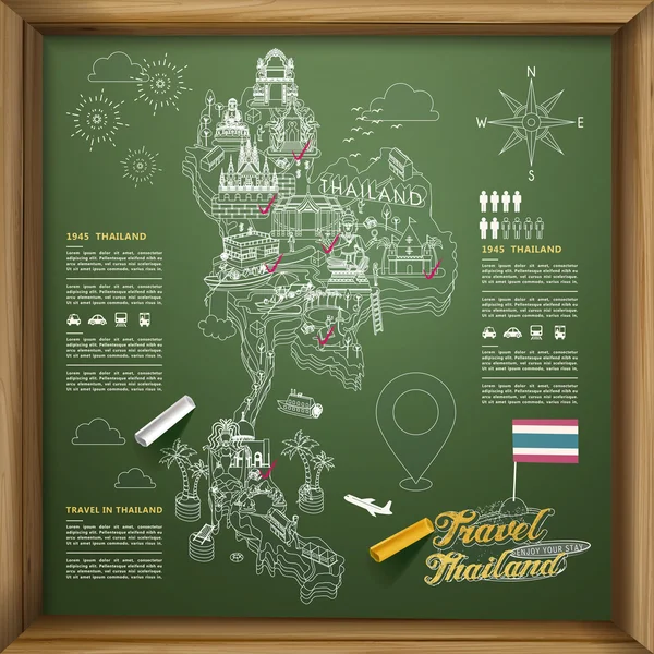 Tailândia mapa de viagens —  Vetores de Stock