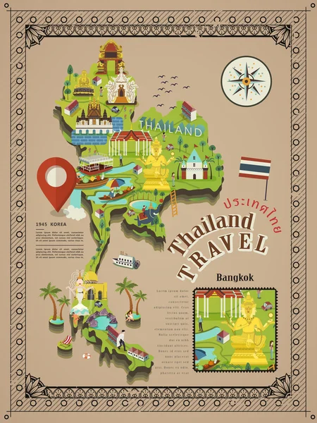 Retro Thailand travel poster — Stock Vector
