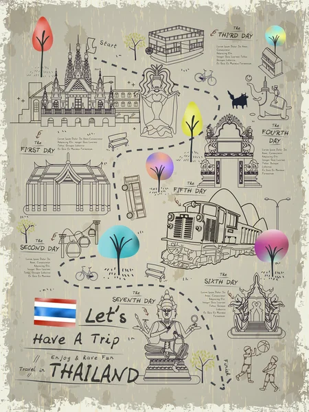Tailandia caminando mapa — Archivo Imágenes Vectoriales