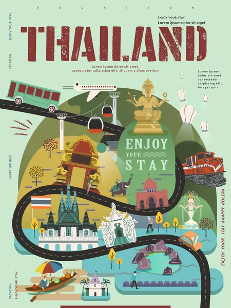 Thailand Reisekonzept Poster — Stockvektor