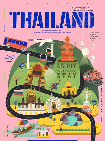 โปสเตอร์แนวคิดการท่องเที่ยวแห่งประเทศไทย — ภาพเวกเตอร์สต็อก