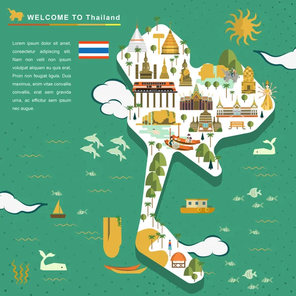 Thailandia poster concetto di viaggio — Vettoriale Stock