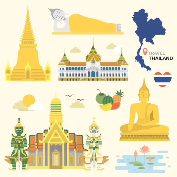 คอลเลกชันการท่องเที่ยวในประเทศไทย — ภาพเวกเตอร์สต็อก