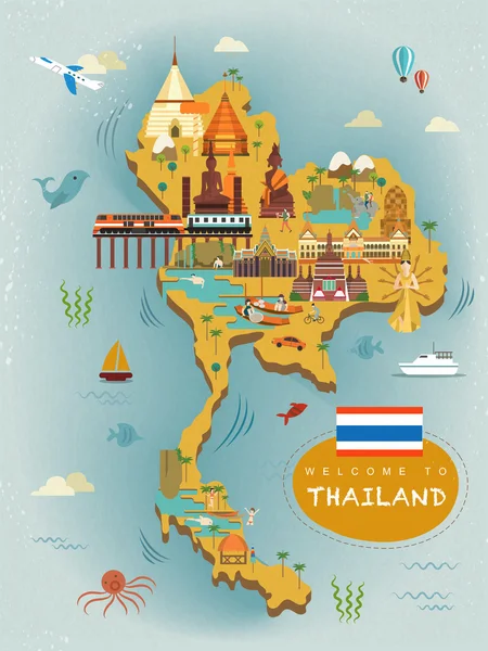 Tailandia viaje concepto cartel — Archivo Imágenes Vectoriales