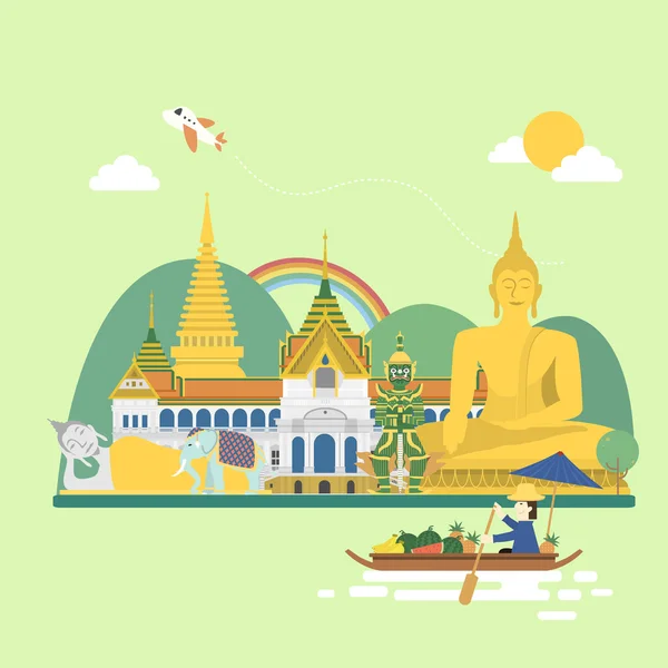 Tailandia viaje concepto cartel — Archivo Imágenes Vectoriales