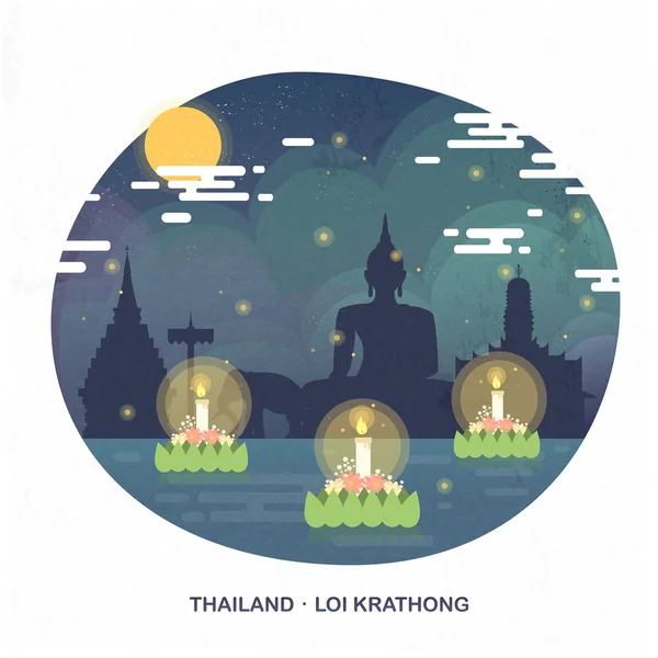 Thailand und Krathong — Stockvektor