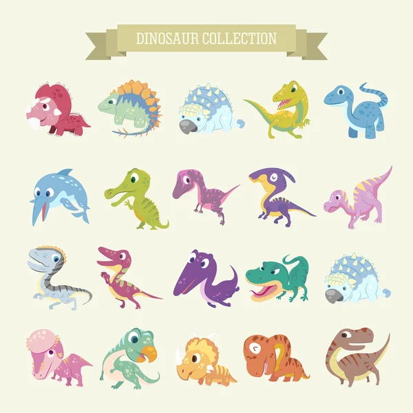 Colecciones de dinosaurios de dibujos animados — Archivo Imágenes Vectoriales