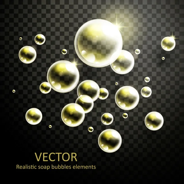 Realistiska bubblor med vackra brytningar — Stock vektor