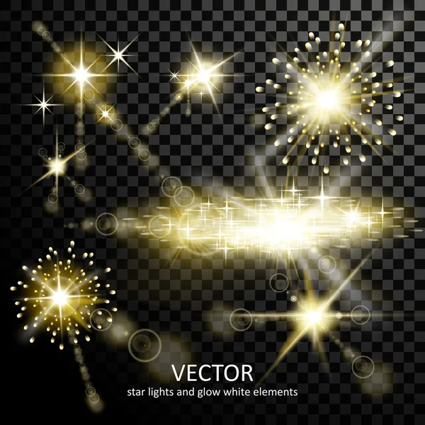 Atractiva colección de destellos de luz — Vector de stock