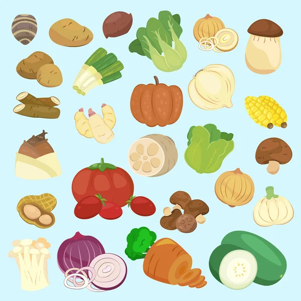 Vegetable collections set — Stock Vector