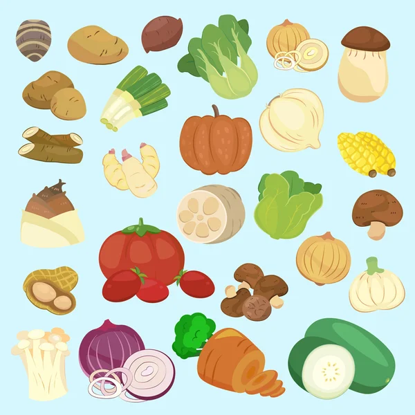 Colección de verduras conjunto — Vector de stock