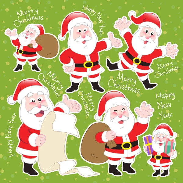 Bonito cartoon Papai Noel coleção —  Vetores de Stock