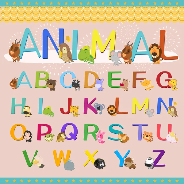 Colección alfabeto animal — Vector de stock