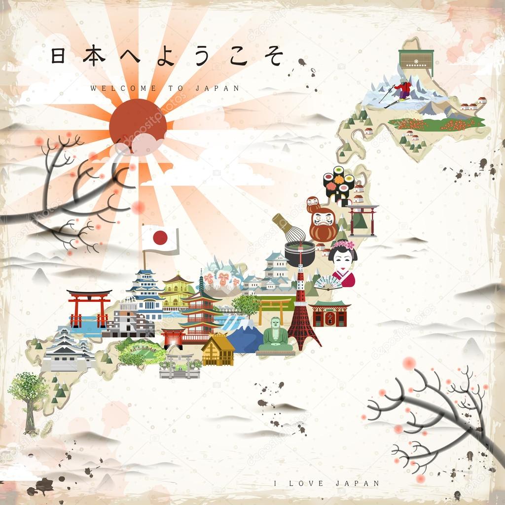 beautiful Japan travel map