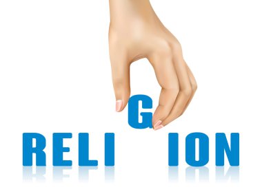 religion word taken away by hand clipart