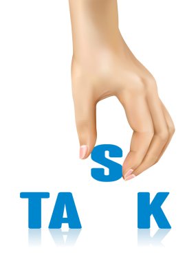 task word taken away by hand clipart