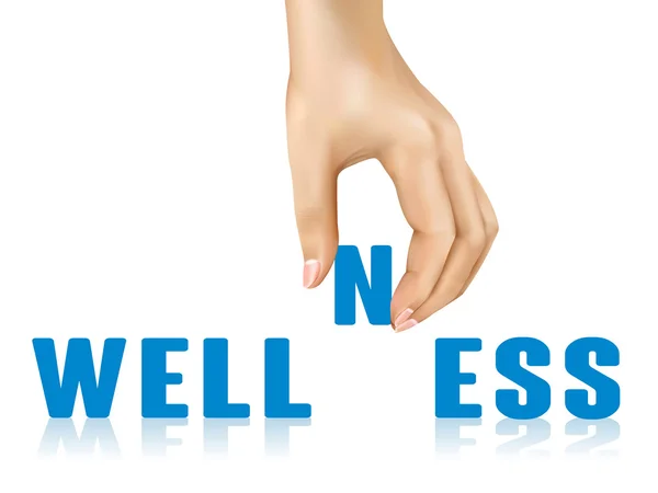Wellness word taken away by hand — Stock Vector