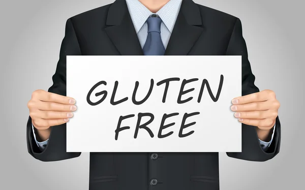 Empresario sosteniendo cartel sin gluten — Vector de stock