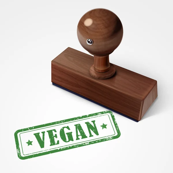 Stempel vegan in groene tekst op witte — Stockvector
