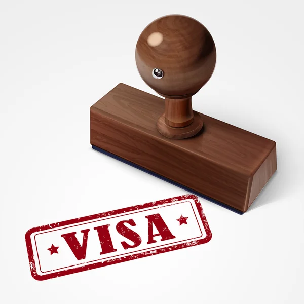 Razítko vízum v červený text na bílém pozadí — Stockový vektor