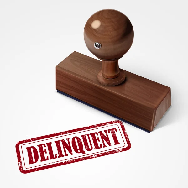 Stempel delinquent in het rood — Stockvector