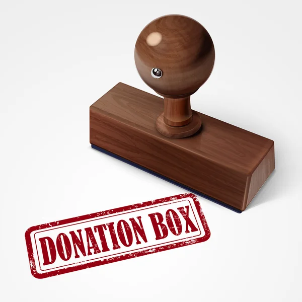 Caja de donación de sello en rojo — Vector de stock