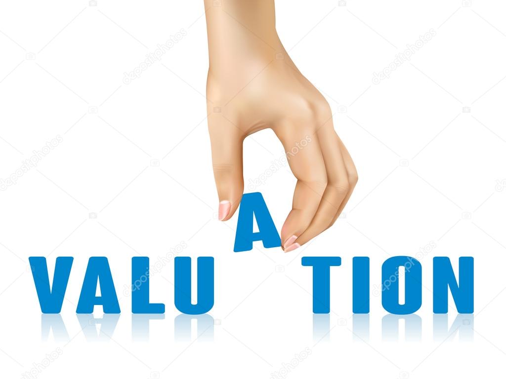 valuation word taken away by hand 