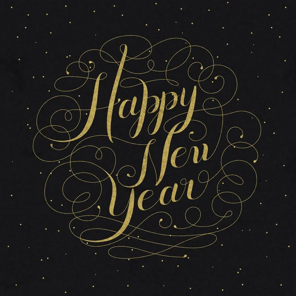 Feliz Ano Novo caligrafia design — Vetor de Stock