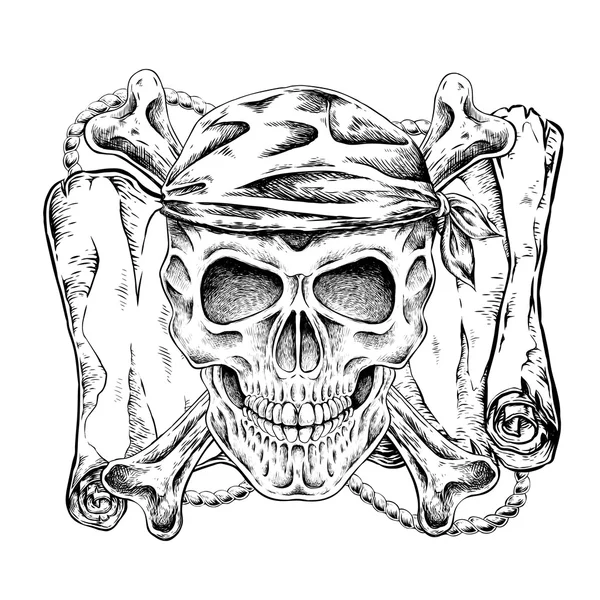 Ręcznie rysowane pirat czaszki — Wektor stockowy