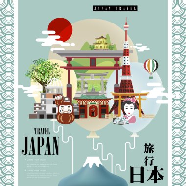 çekici Japonya seyahat poster tasarımı