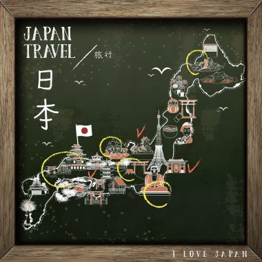 yaratıcı Japonya seyahat harita 