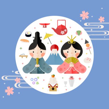 lovely Japanese Doll Festival poster clipart