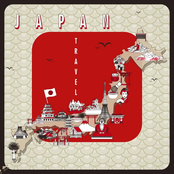 Retro Japonsko cestovní návrh plakátu — Stockový vektor