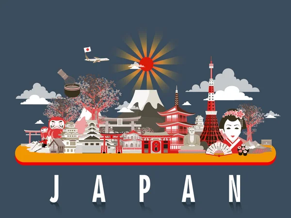 Vonzó japán utazási poszter — Stock Vector