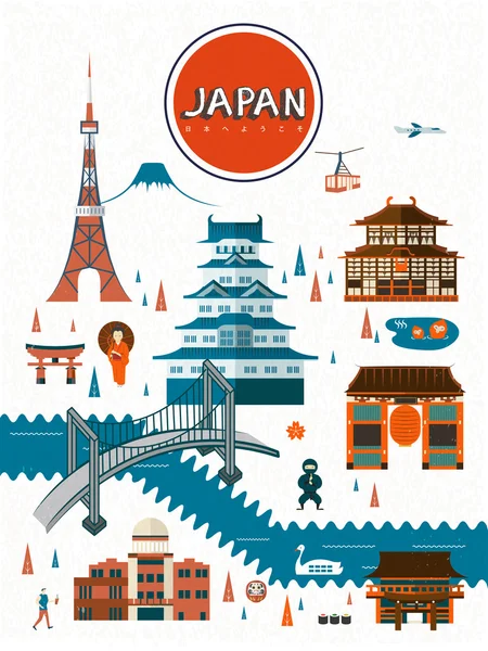 Cartel de viaje exquisito Japón — Archivo Imágenes Vectoriales