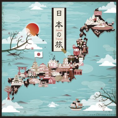 Japonya seyahat harita tasarım