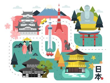 çok güzel Japonya yürüyen harita