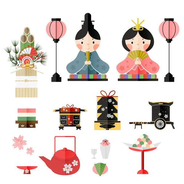 Festival de poupées japonais design — Image vectorielle