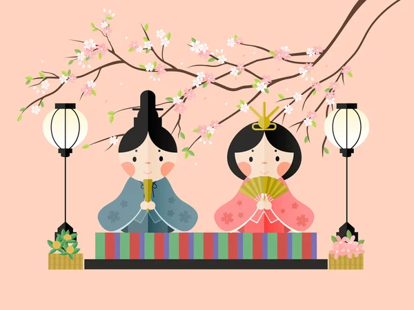 Festival de poupées japonais design — Image vectorielle